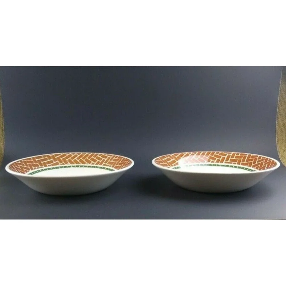 Pier 1 England Topiary w Brick Set Of 2 Salad Pasta or Soup Bowls Angleterre
